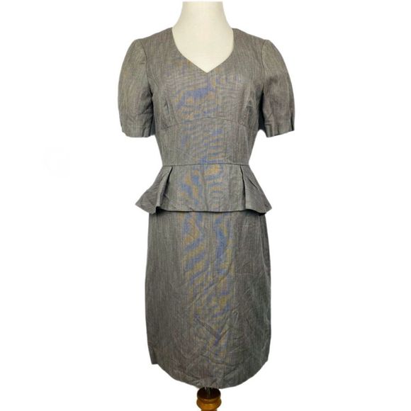 ANTONIO MELANI Dresses & Skirts - ANTONIO MELANI Peplum Gray Short Sleeve Shift Dress